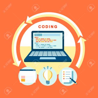 26697126-flat-design-concept-of-process-web-page-coding-and-programming-Stock-Vector